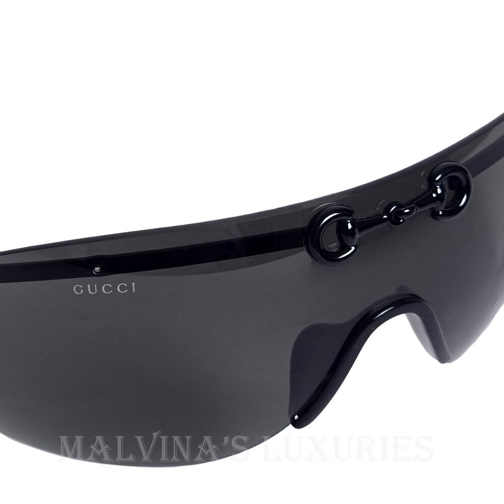 GUCCI SUNGLASSES GG1656S BLACK HORSEBIT OVERSIZED SHIELD UNISEX - Picture 7 of 15